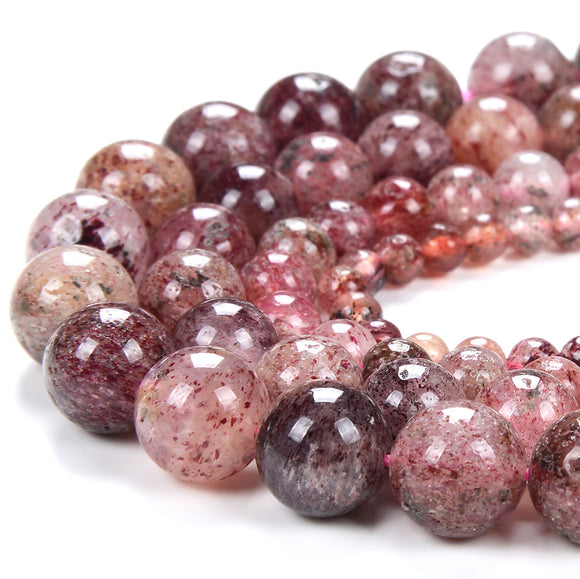 Natural Strawberry Quartz Dark Red Gemstone Round 4MM 6MM 7MM 8MM Loose Beads (D273)