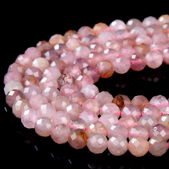 5MM Natural Madagascar Rose Quartz Gemstone Grade AAA Micro Faceted Round Loose Beads 15 inch Full Strand (80016339-P58)