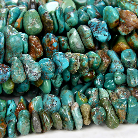 100% Natural Genuine Turquoise Green Blue Gemstone Pebble Nugget Chip 6-10MM Beads (D86)