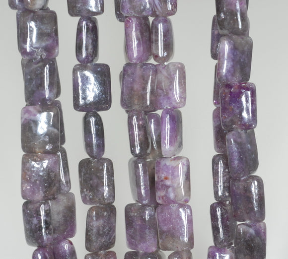 10X8mm Dark Purple Lepidolite Gemstone Grade AB Rectangle Loose Beads 15.5 inch Full Strand (90188392-663)