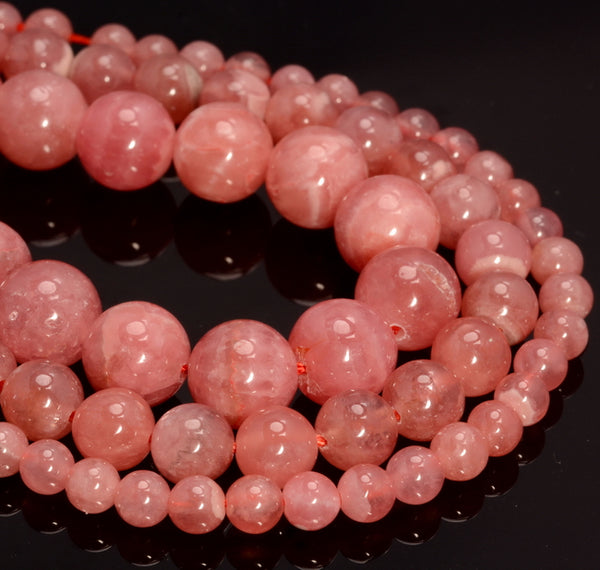 Red Pink Genuine Argentina Rhodochrosite Gemstone Grade AAA Round 4mm 6mm 8mm Loose Beads (924)