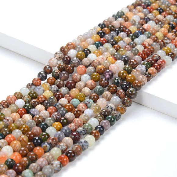 Natural Ocean Jasper Gemstone Round 3MM 4MM 5MM Loose Beads 15 inch Full Strand (D292)
