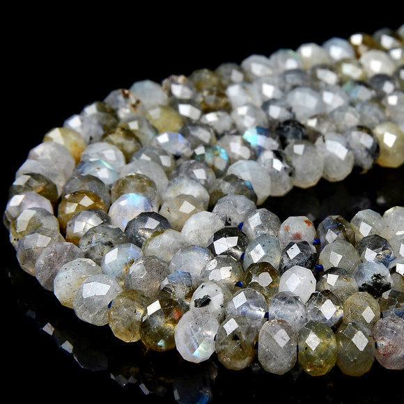 6X3MM Natural Labradorite Gemstone Grade A Faceted Rondelle Loose Beads (D343)