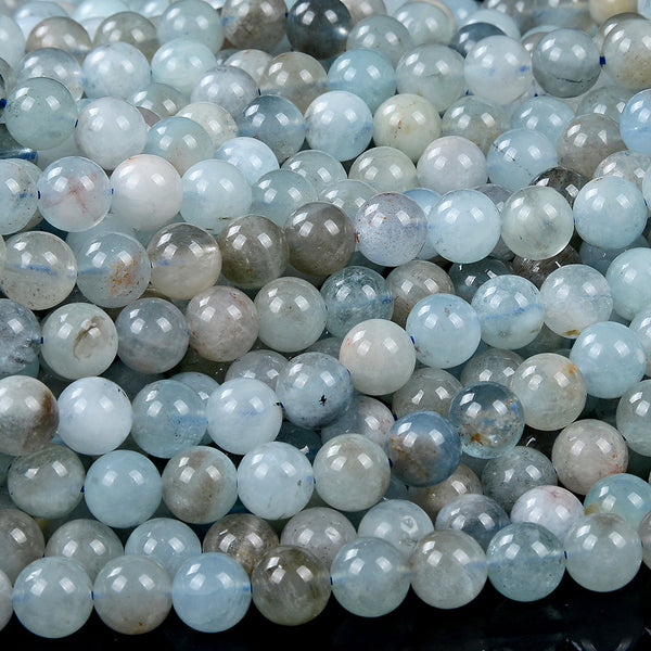 8MM Natural Aquamarine Gemstone Grade AA Round Loose Beads (D408)