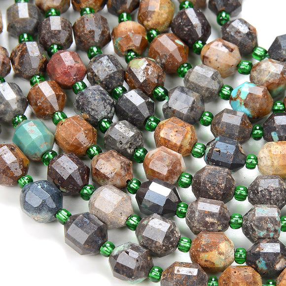 Natural Turquoise Gemstone Grade A Faceted Prism Double Point Cut 6MM 7MM 8MM Loose Beads (D214)