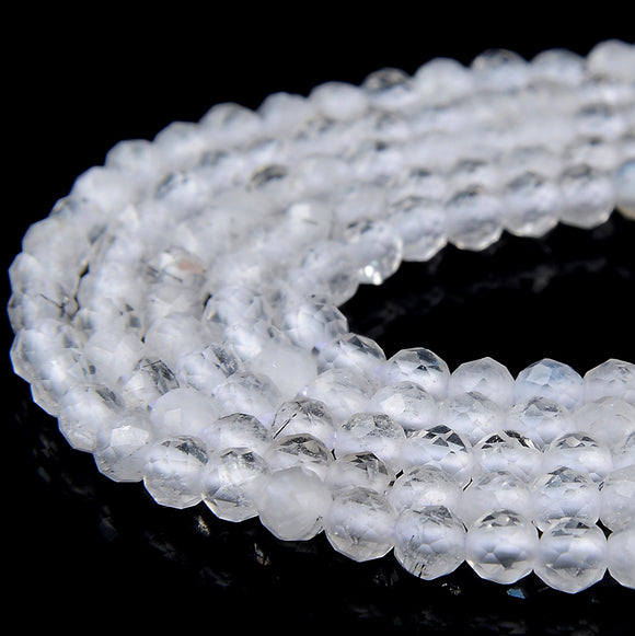 Natural Rutilated Rock Quartz Gemstone Grade AAA Micro Faceted Round 2MM 3MM Loose Beads 15 Inch Full Strand (P65)