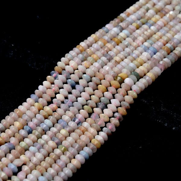 4X2MM Natural Morganite Gemstone Grade A Bicone Faceted Rondelle Saucer Loose Beads 15 inch Full Strand (80009461-P34)