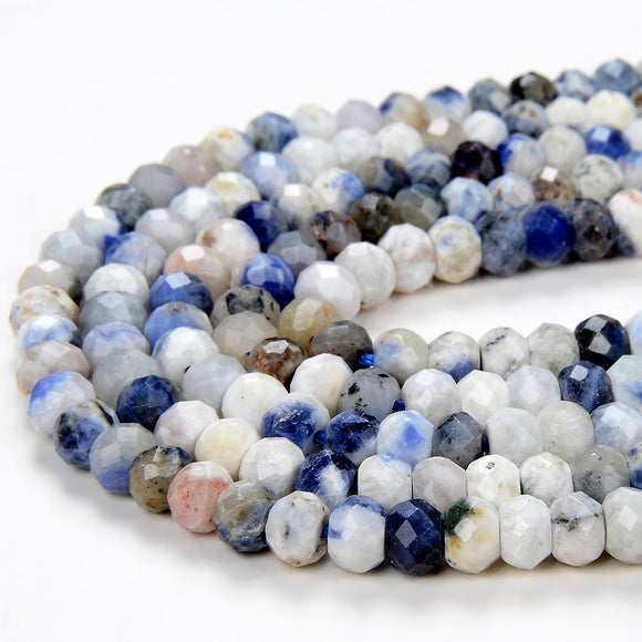 6X4MM Natural Rare White Sodalite Gemstone Grade AAA Micro Faceted Rondelle Loose Beads (P37)