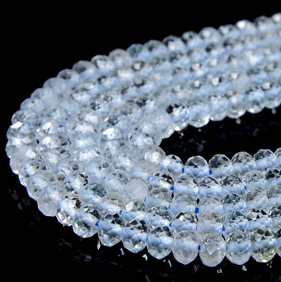 4X3MM Natural Topaz Gemstone Grade AAA Micro Faceted Rondelle Loose Beads (P68)