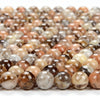 Rare Orange Moonstone With Smoky Quartz Inclusions Gemstone Grade AA Round 5MM 6MM 7MM 8MM 9MM 10MM Loose Beads (D299)