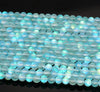 5MM Matte Aura Quartz Gemstone Aqua Blue Round 15 Inch Full Strand  (80007264-A251)