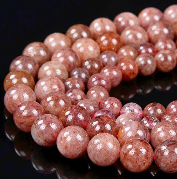 Natural Strawberry Lepidocrocite Quartz Gemstone Grade AA Round 6MM 8MM Loose Beads (D312)