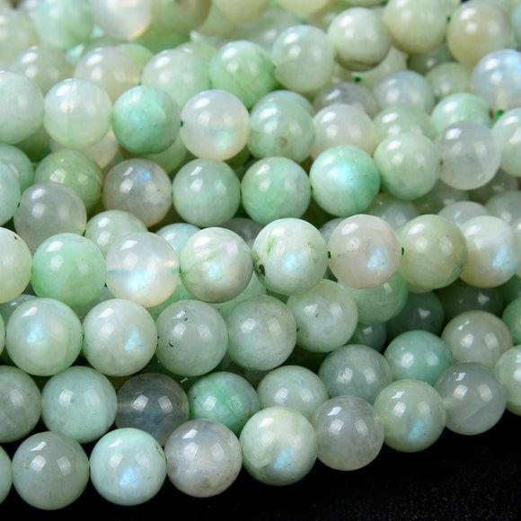 Natural Rare Garnierite Green Moonstone Gemstone Grade AAA Round 5MM 6MM 7MM 8MM 9MM 10MM 11MM 12MM Loose Beads (D115)