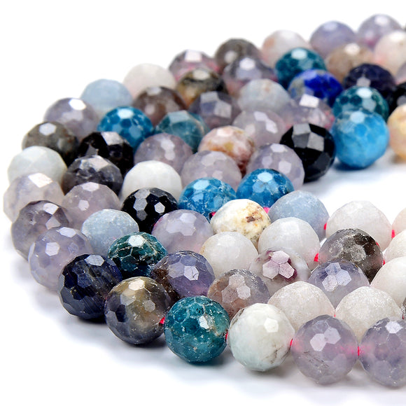7MM Natural Multi Color Mix Stones Gemstone Micro Faceted Round Loose Beads (P75)