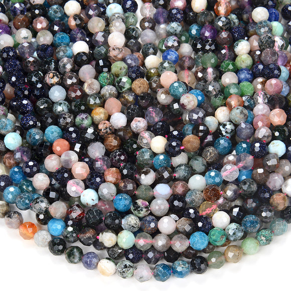 6MM Multi Mix Gemstones Gemstone Grade AA Faceted Round Loose Beads (D213)