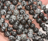 10 Strands 6mm Cristobalite Snowflake Obsidian Gemstone Black White Round Loose Beads 15.5 inch Full Strand BULK LOT (90184151-355 x10)