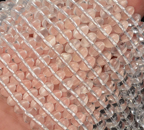 9X6mm Clear Quartz Rock Crystal Gemstone Grade AAA Rondelle Loose Beads 15.5 inch Full Strand (90187622-699)
