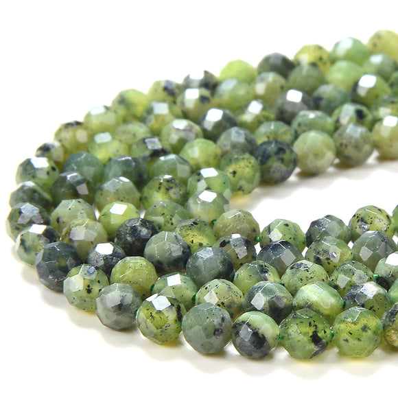 4MM Natural Nephrite Jade Gemstone Grade A Micro Faceted Round Loose Beads 15 inch Full Strand (80016227-P51)