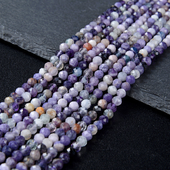 Chevron Flower Amethyst Multi Color Gemstone AA Micro Faceted Round 2MM 3MM 4MM Loose Beads Full Strand (P26)
