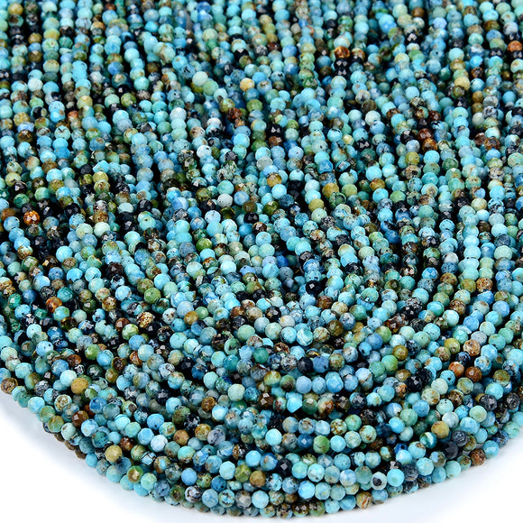 2MM Natural Blue Opal Gemstone Grade AA Micro Faceted Round Loose Beads 15 inch Full Strand (80017375-P77)