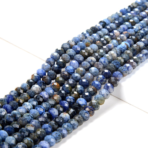 6X4MM Natural Dumortierite Gemstone Grade AA Micro Faceted Rondelle Loose Beads (P37)