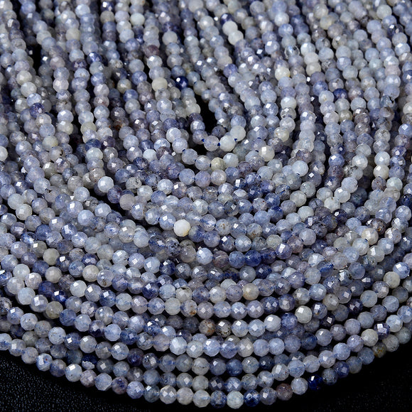 3MM Natural Iolite Gemstone Grade AA Micro Faceted Round Loose Beads 15 inch Full Strand (80015739-P48)