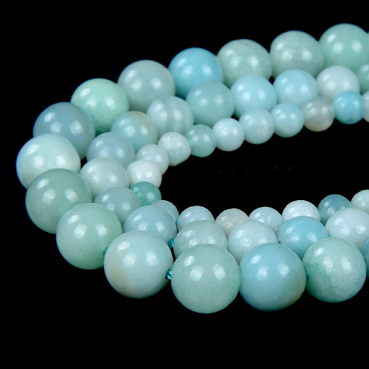 Amazonite Gemstone Grade AA Smooth Blue 4mm 6mm 8mm 10mm Round Loose Beads 15.5 inch Full Strand (126A)