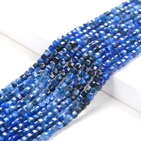 2MM Natural Kyanite Gemstone Grade AAA Micro Faceted Diamond Cut Cube Loose Beads (P39)