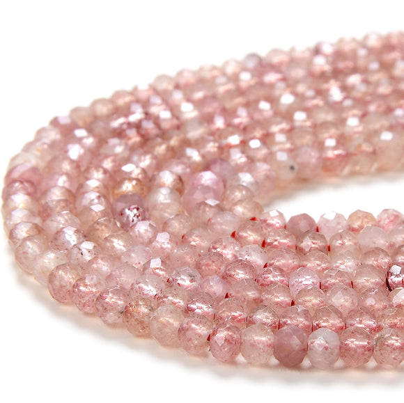 3X2MM Natural Strawberry Lepidocrocite Quartz Gemstone Grade AAA Micro Faceted Rondelle Loose Beads 15 inch Full Strand (80016387-P61)