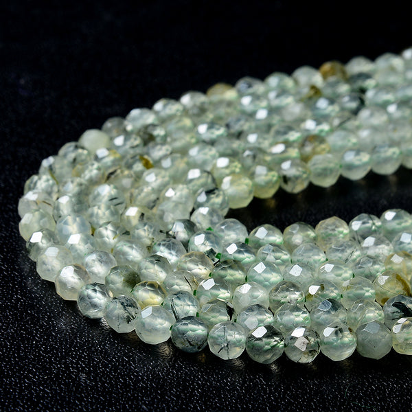 4MM Natural Phrenite Gemstone Grade AA Micro Faceted Round Loose Beads 15 inch Full Strand (80009437-P32)
