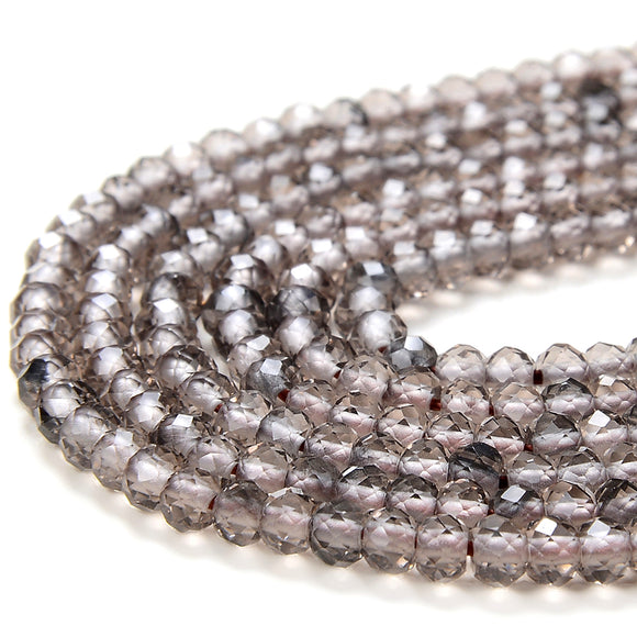 3X2MM Natural Ice Obsidian Gemstone Grade AAA Micro Faceted Rondelle Loose Beads 15 inch Full Strand (80016384-P61)