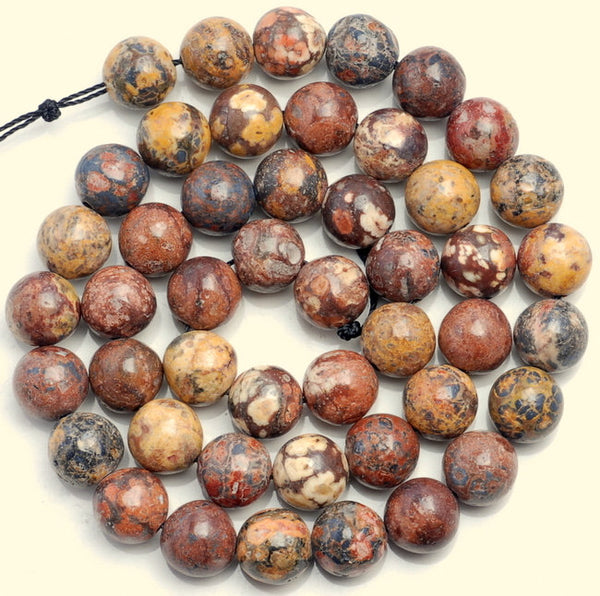 6mm Leopard Skin Jasper Gemstone Yellow Red Round Loose Beads 15 inch Full Strand (80005929-M34)
