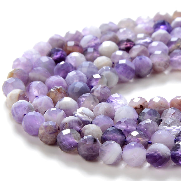 4MM Natural Chevron Amethyst Gemstone Grade A Micro Faceted Round Loose Beads 15 inch Full Strand (80016325-P57)