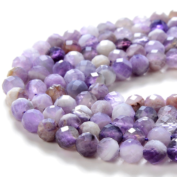 4MM Natural Chevron Amethyst Gemstone Grade A Micro Faceted Round Loose Beads 15 inch Full Strand (80016325-P57)