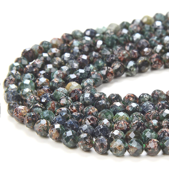 3MM Natural Russian Seraphinite Gemstone Micro Faceted Round Loose Beads 15 inch Full Strand (80016224-P50)