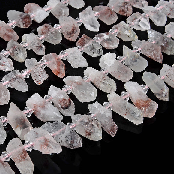 Natural Super Seven Cacoxenite Quartz Gemstone Grade AA Raw Rough Point Loose Beads (D395)