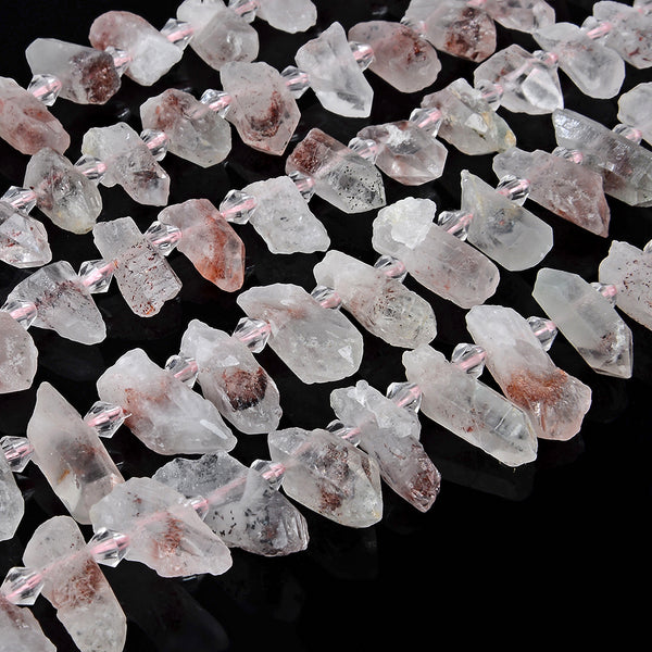 Natural Super Seven Cacoxenite Quartz Gemstone Grade AA Raw Rough Point Loose Beads (D395)