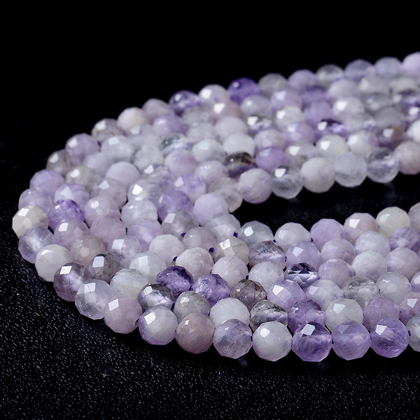 4-5MM Natural Lavender Amethyst Gemstone Grade AA Micro Faceted Round Loose Beads 15 inch Full Strand (80009439-P33)