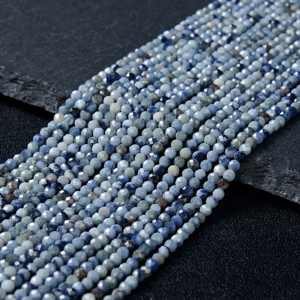 2MM Natural Light Blue Sapphire Gemstone Grade AA Micro Faceted Round Loose Beads 15.5 inch Full Strand (80009410-P31)