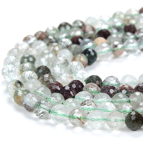 3MM Natural Green Phantom Gemstone Grade AA Micro Faceted Round Loose Beads 15 inch Full Strand (80016793-P64)