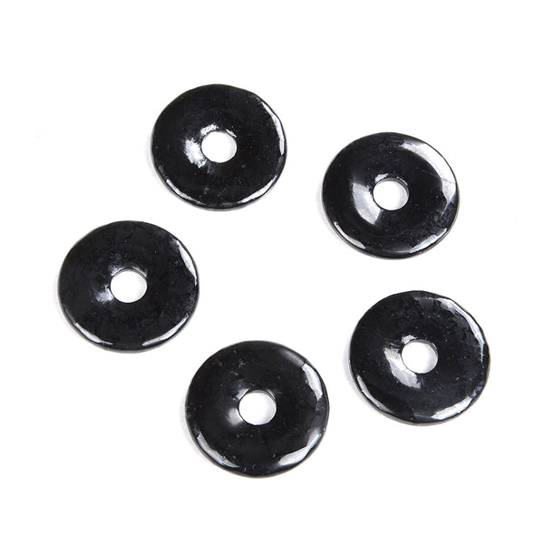40MM Natural Smooth Shungite Gemstone Grade AAA Donut Pendant 1 Bead (80008560-D48)