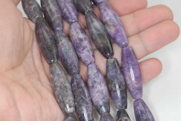 36X12mm Purple Lepidolite Gemstone Grade A Drum Barrel Loose Beads 7 inch Half Strand (90187939-709B)