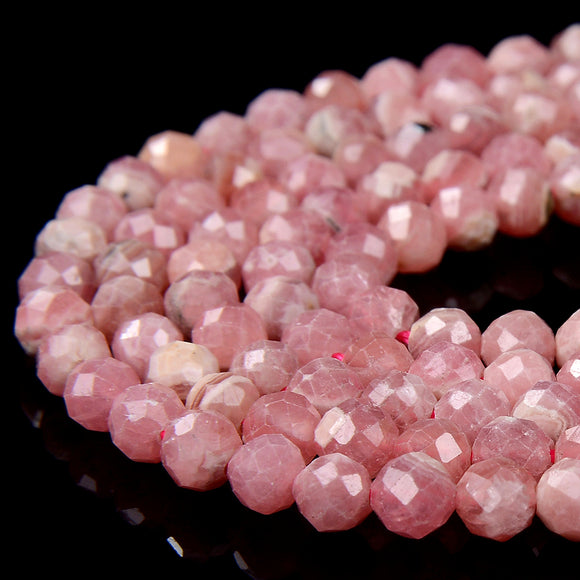 Natural Argentina Rhodochrosite Gemstone Grade AAA Micro Faceted Round 2MM 4MM Loose Beads (P64)