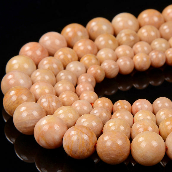 Natural Orange Yellow Feldspar Sunstone Gemstone Grade AA Round 5MM 6MM 7MM 8MM Loose Beads (D306)