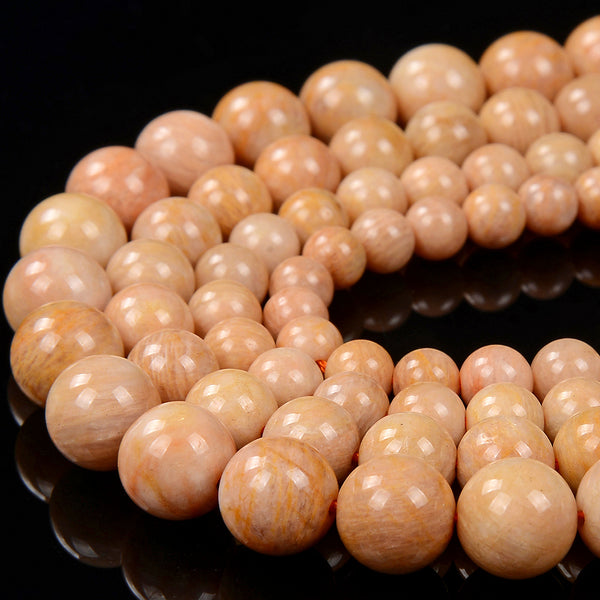 Natural Orange Yellow Feldspar Sunstone Gemstone Grade AA Round 5MM 6MM 7MM 8MM Loose Beads (D306)