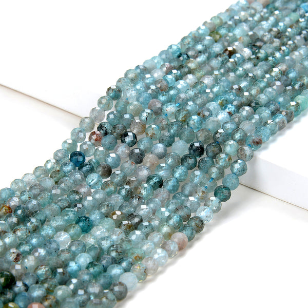 4MM Aqua Blue Apatite Gemstone Grade AA Micro Faceted Round Loose Beads 15 inch Full Strand (80009424-P32)