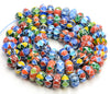 10-12MM Nepal Handmade Glass Rondelle Disk Colorful Glass Chevron 50-53 Beads (80007205-A247)