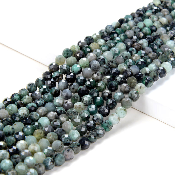 5MM Natural Emerald Gemstone Grade A Micro Faceted Round Loose Beads (P29)