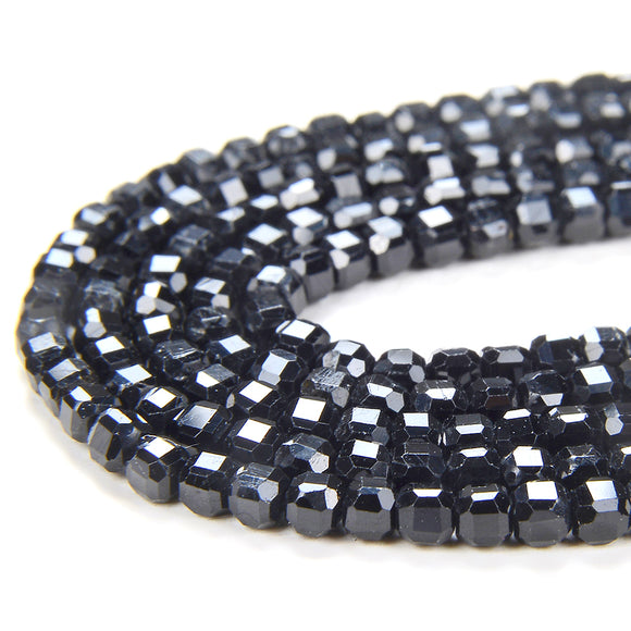 2MM Natural Black Tourmaline Gemstone Grade AA Micro Faceted Diamond Cut Cube Loose Beads (P39)