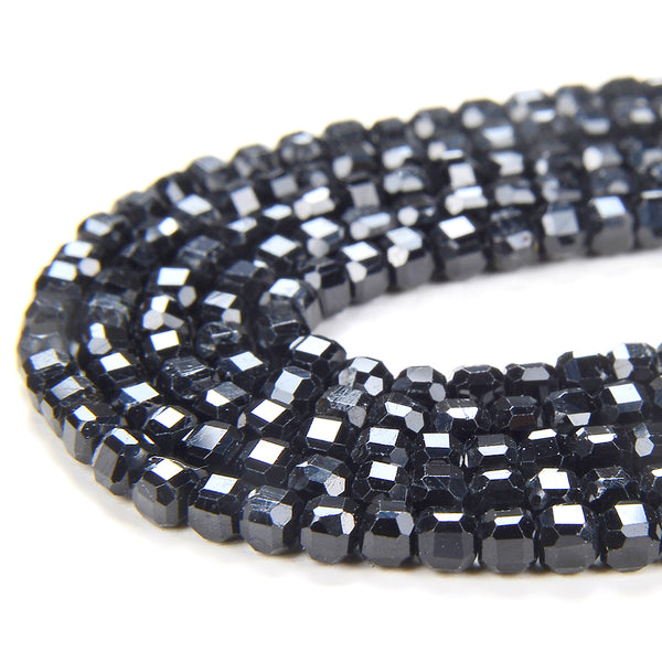 2MM Natural Black Tourmaline Gemstone Grade AA Micro Faceted Diamond Cut Cube Loose Beads (P39)